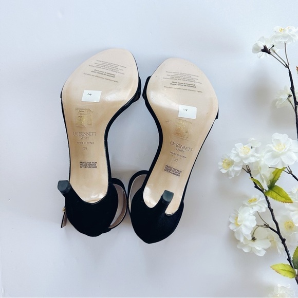 LK Bennett Black Suede Ivy Single Strap Sandals - Picture 6 of 9